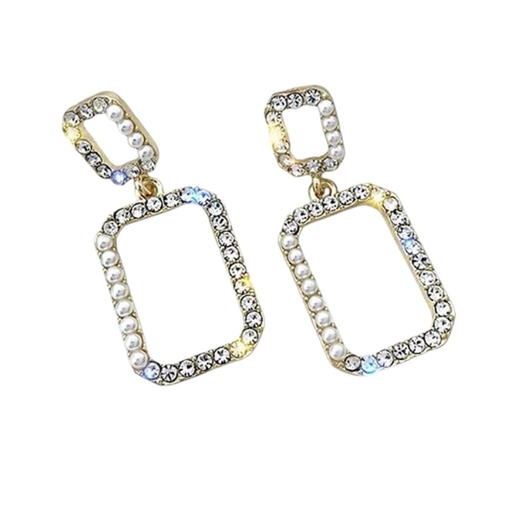 Tuckernuck Square Pearl and Crystal Drop Earrings - Picture 4 of 7
